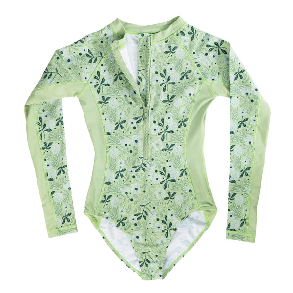 Daphne Long Sleeve One Piece Swimsuit - Meadow - Front