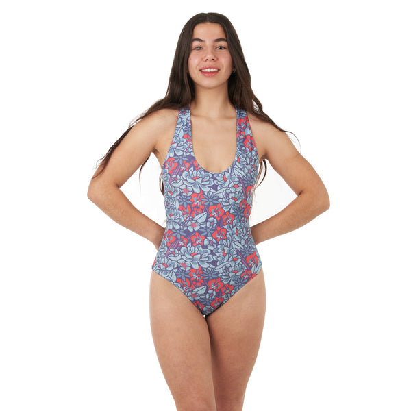 Pearl One Piece Swimsuit — Floral Blue