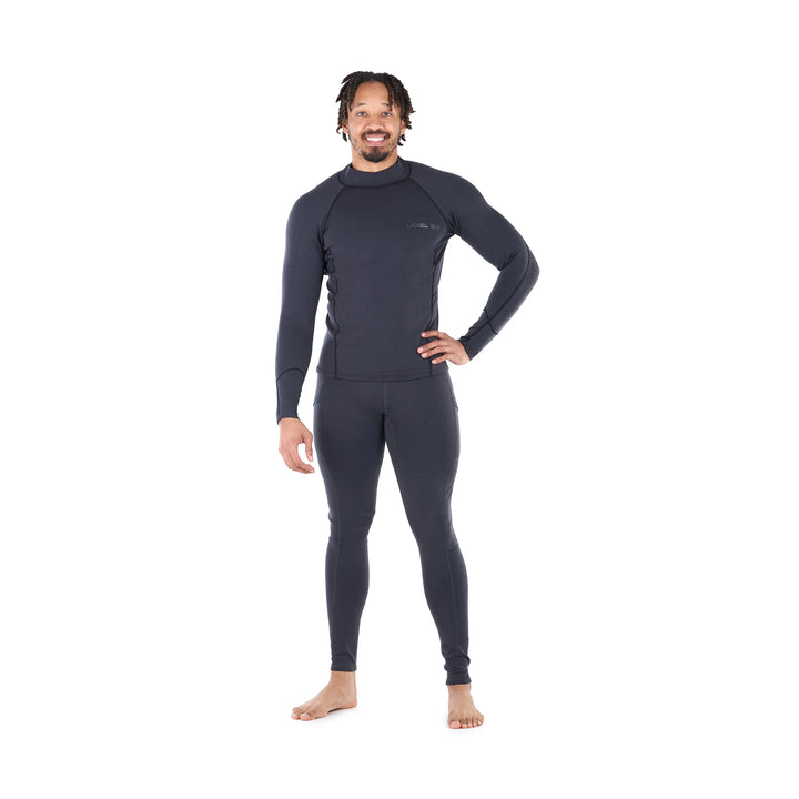 Jericho Long Sleeve Neoprene Top — Black Heather (2)#colour_black-heather