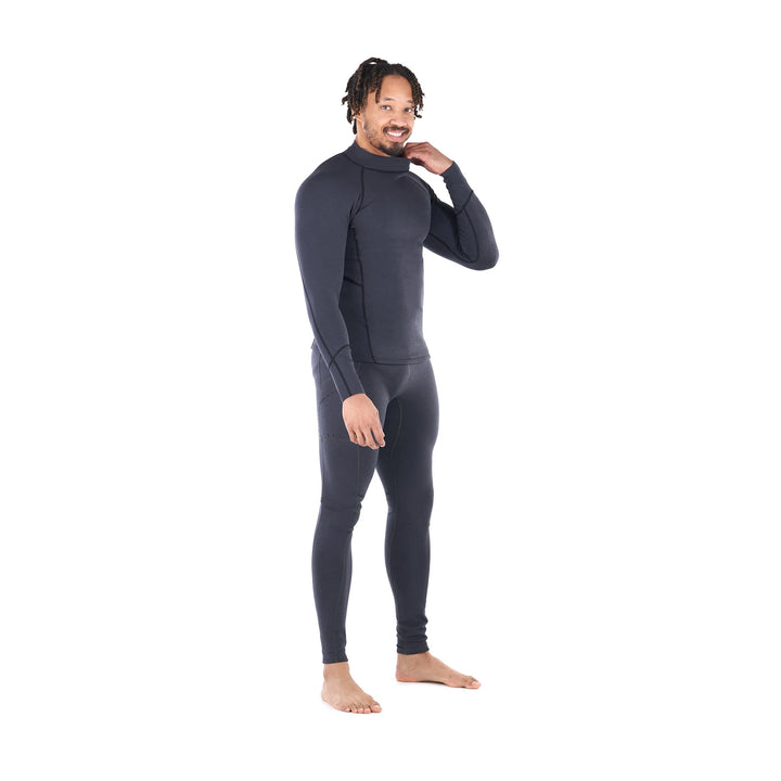 Jericho Long Sleeve Neoprene Top — Black Heather (3)#colour_black-heather