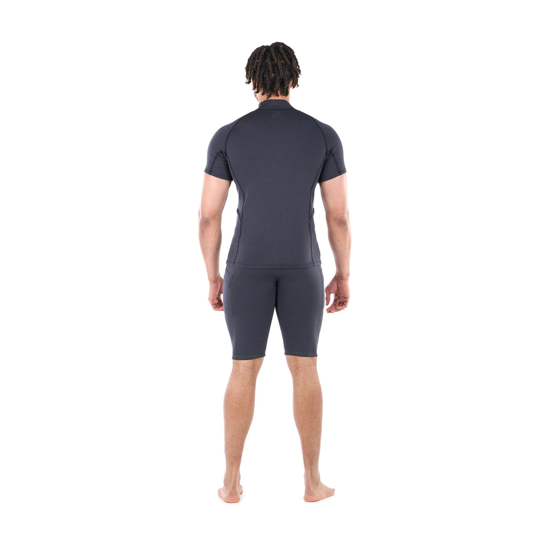 Jericho Short Sleeve Neoprene Top — Black Heather (3)#colour_black-heather
