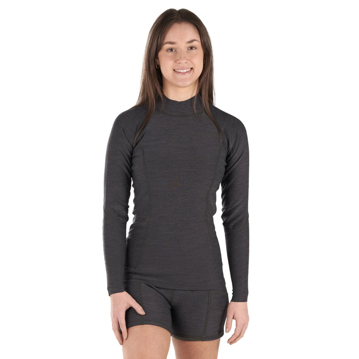 Sombrio Long Sleeve Neoprene Top — Black Heather (2)#colour_black-heather