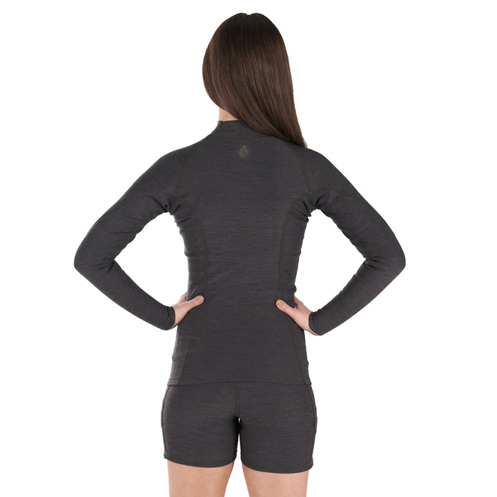 Sombrio Long Sleeve Neoprene Top — Black Heather (4)#colour_black-heather