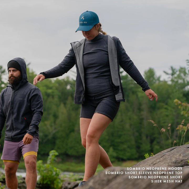 Sombrio Neoprene Short — Black Heather (7)#colour_black-heather